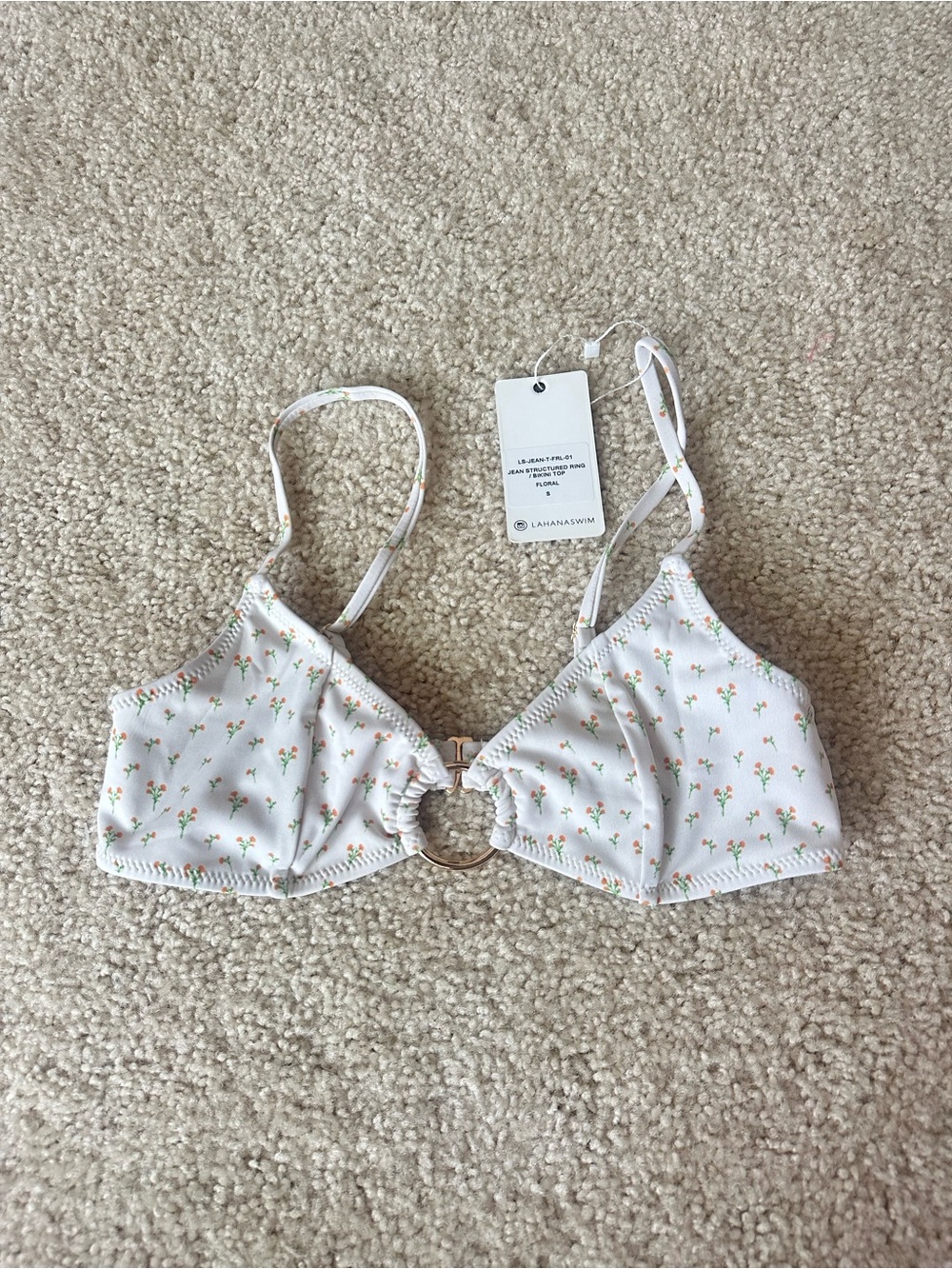 NWT Lahana Swim Jean Structured ring top size small floral print‎